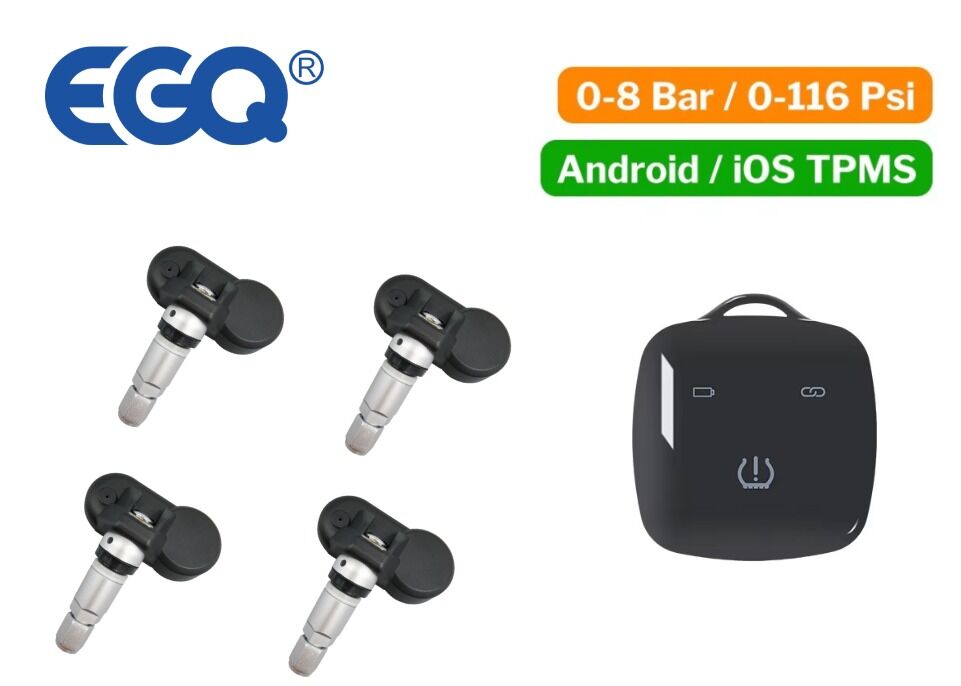Sensor TPMS interno inalámbrico BL8 para coche con llavero receptor recargable y compatible con aplicación móvil Android e IOS